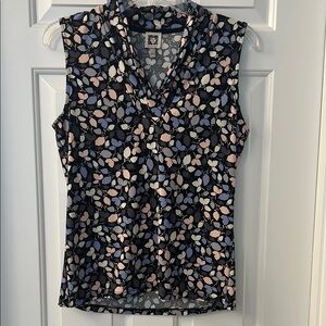 Anne Klein Pink and Black Floral Blouse